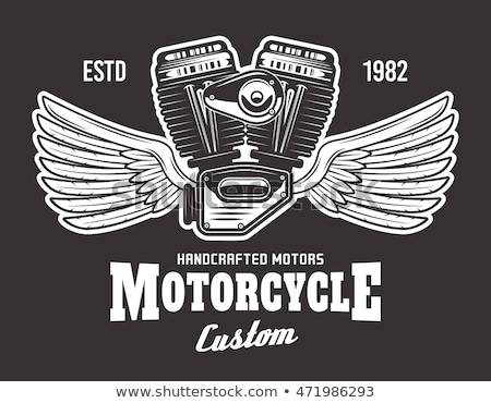 Motorcycle Engine V Twin Two Wings Stock Vector 446050408 ...